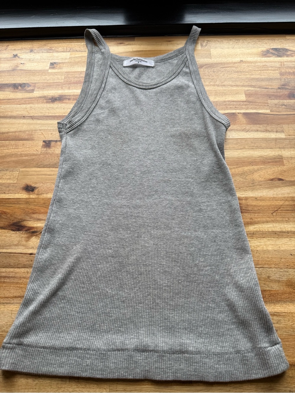 perfectwhitetee Annie Ribbed Tank Top in Gray